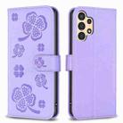 For Samsung Galaxy A33 Four-leaf Embossed Leather Phone Case(Purple) - 1