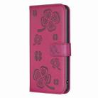 For Samsung Galaxy A35 Four-leaf Embossed Leather Phone Case(Rose Red) - 2
