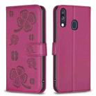 For Samsung Galaxy A40 Four-leaf Embossed Leather Phone Case(Rose Red) - 1