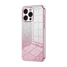 For iPhone 15 Pro Max Gradient Glitter Powder Electroplated Phone Case(Pink) - 1