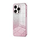 For iPhone 15 Pro Gradient Glitter Powder Electroplated Phone Case(Pink) - 1