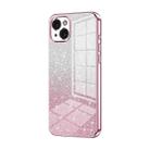 For iPhone 15 Plus Gradient Glitter Powder Electroplated Phone Case(Pink) - 1