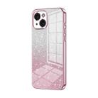 For iPhone 15 Gradient Glitter Powder Electroplated Phone Case(Pink) - 1