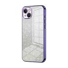 For iPhone 14 Plus Gradient Glitter Powder Electroplated Phone Case(Purple) - 1