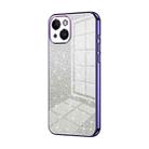 For iPhone 14 Gradient Glitter Powder Electroplated Phone Case(Purple) - 1