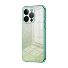 For iPhone 14 Pro Gradient Glitter Powder Electroplated Phone Case(Green) - 1