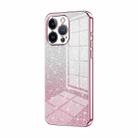 For iPhone 13 Pro Gradient Glitter Powder Electroplated Phone Case(Pink) - 1