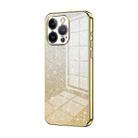 For iPhone 13 Pro Gradient Glitter Powder Electroplated Phone Case(Gold) - 1