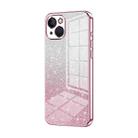 For iPhone 13 Gradient Glitter Powder Electroplated Phone Case(Pink) - 1