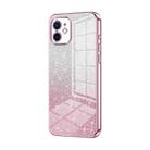 For iPhone 12 Gradient Glitter Powder Electroplated Phone Case(Pink) - 1