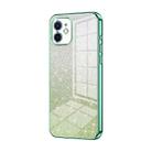 For iPhone 12 Gradient Glitter Powder Electroplated Phone Case(Green) - 1