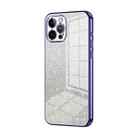 For iPhone 12 Pro Max Gradient Glitter Powder Electroplated Phone Case(Purple) - 1