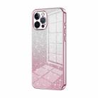 For iPhone 12 Pro Max Gradient Glitter Powder Electroplated Phone Case(Pink) - 1