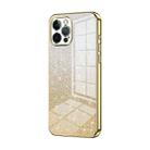 For iPhone 12 Pro Max Gradient Glitter Powder Electroplated Phone Case(Gold) - 1