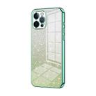 For iPhone 12 Pro Max Gradient Glitter Powder Electroplated Phone Case(Green) - 1