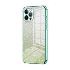 For iPhone 12 Pro Gradient Glitter Powder Electroplated Phone Case(Green) - 1