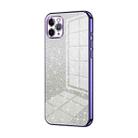 For iPhone 11 Pro Max Gradient Glitter Powder Electroplated Phone Case(Purple) - 1