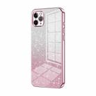 For iPhone 11 Pro Max Gradient Glitter Powder Electroplated Phone Case(Pink) - 1