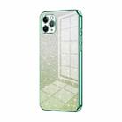 For iPhone 11 Pro Max Gradient Glitter Powder Electroplated Phone Case(Green) - 1