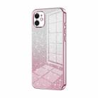 For iPhone 11 Gradient Glitter Powder Electroplated Phone Case(Pink) - 1