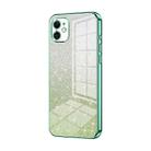 For iPhone 11 Gradient Glitter Powder Electroplated Phone Case(Green) - 1