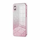 For iPhone X / XS Gradient Glitter Powder Electroplated Phone Case(Pink) - 1