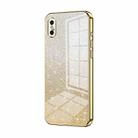 For iPhone X / XS Gradient Glitter Powder Electroplated Phone Case(Gold) - 1