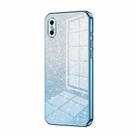 For iPhone X / XS Gradient Glitter Powder Electroplated Phone Case(Blue) - 1