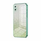 For iPhone X / XS Gradient Glitter Powder Electroplated Phone Case(Green) - 1