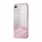 For iPhone XR Gradient Glitter Powder Electroplated Phone Case(Pink) - 1