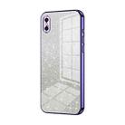 For iPhone XS Max Gradient Glitter Powder Electroplated Phone Case(Purple) - 1