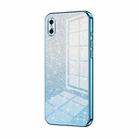 For iPhone XS Max Gradient Glitter Powder Electroplated Phone Case(Blue) - 1