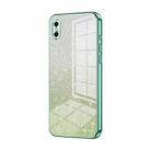 For iPhone XS Max Gradient Glitter Powder Electroplated Phone Case(Green) - 1