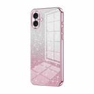 For iPhone 16 Plus Gradient Glitter Powder Electroplated Phone Case(Pink) - 1