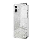 For iPhone 16 Plus Gradient Glitter Powder Electroplated Phone Case(Silver) - 1