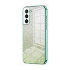 For Samsung Galaxy S21 5G Gradient Glitter Powder Electroplated Phone Case(Green) - 1