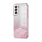 For Samsung Galaxy S21+ 5G Gradient Glitter Powder Electroplated Phone Case(Pink) - 1