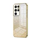 For Samsung Galaxy S21 Ultra 5G Gradient Glitter Powder Electroplated Phone Case(Gold) - 1