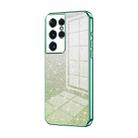 For Samsung Galaxy S21 Ultra 5G Gradient Glitter Powder Electroplated Phone Case(Green) - 1