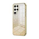 For Samsung Galaxy S22 Ultra 5G Gradient Glitter Powder Electroplated Phone Case(Gold) - 1