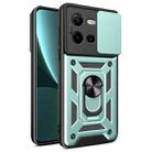 For vivo V25 5G/V25e 4G/X80 Lite 5G Sliding Camera Cover Design TPU+PC Phone Case(Green) - 1