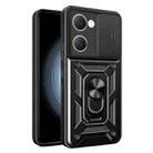 For vivo Y03 Sliding Camera Cover Design TPU+PC Phone Case(Black) - 1