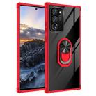 For Samsung Galaxy Note20 Ultra Shockproof Transparent TPU + Acrylic Protective Case with Ring Holder(Red) - 1