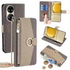 For Huawei P50 Crossbody Litchi Texture Leather Phone Case(Grey) - 1