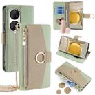 For Huawei P50 Pro Crossbody Litchi Texture Leather Phone Case(Green) - 1