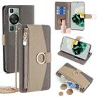 For Huawei P60 / P60 Pro Crossbody Litchi Texture Leather Phone Case(Grey) - 1