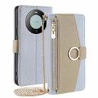 For Huawei Mate 60 Crossbody Litchi Texture Leather Phone Case(Blue) - 1