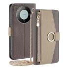 For Huawei Mate 60 Crossbody Litchi Texture Leather Phone Case(Grey) - 1