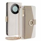 For Huawei Mate 60 Crossbody Litchi Texture Leather Phone Case(White) - 1