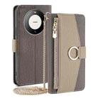 For Huawei Mate 60 Pro / Mate 60 Pro+ Crossbody Litchi Texture Leather Phone Case(Grey) - 1